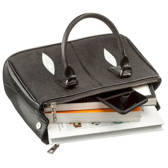 Сумка жіноча STINGRAY LEATHER 18512 із натуральної шкіри морського скату Чорна