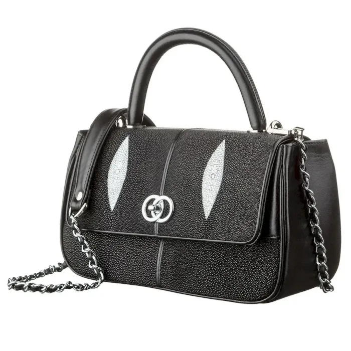 Сумка жіноча STINGRAY LEATHER 18516 із натуральної шкіри морського скату Чорна