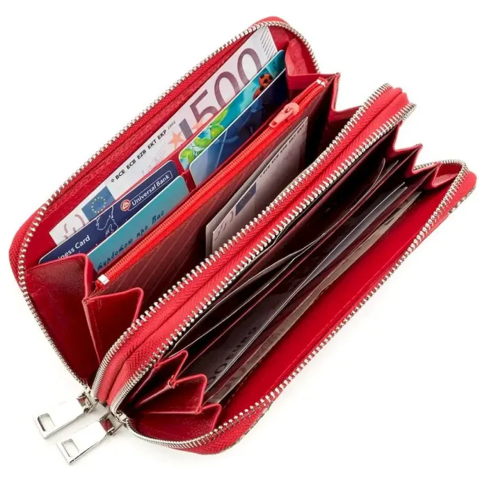 Гаманець-клатч жіночий STINGRAY LEATHER 18522 із натуральної шкіри морського скату зі вставками шкіри пітона Червоний