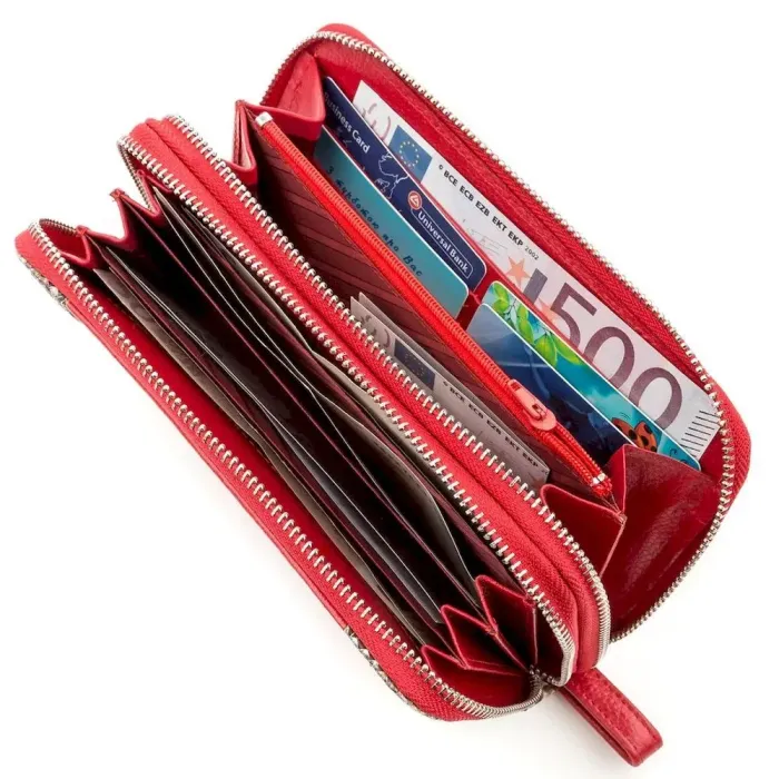 Гаманець-клатч жіночий STINGRAY LEATHER 18522 із натуральної шкіри морського скату зі вставками шкіри пітона Червоний