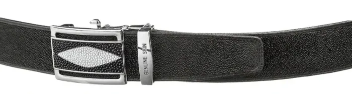 Ремінь чоловічий автомат STINGRAY LEATHER 18523 із натуральної шкіри морського ската Чорний