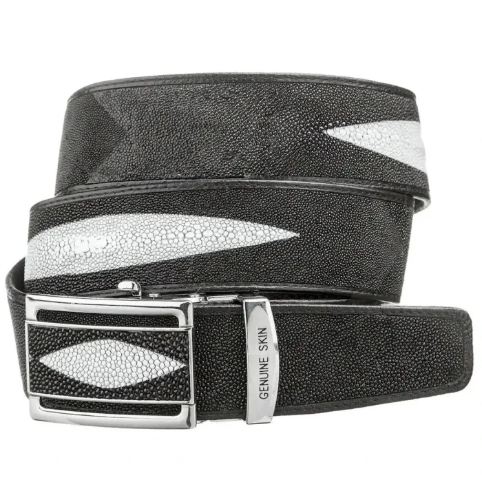 Ремінь чоловічий автомат STINGRAY LEATHER 18523 із натуральної шкіри морського ската Чорний
