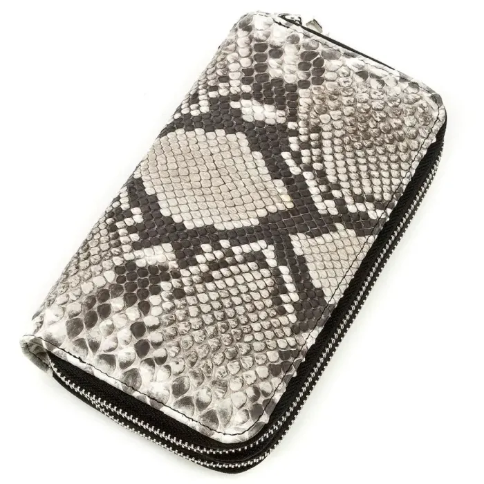 Гаманець жіночий SNAKE LEATHER 18524 із натуральної шкіри пітона Сірий