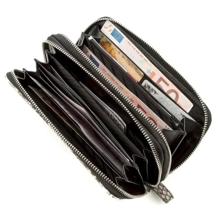 Гаманець жіночий SNAKE LEATHER 18524 із натуральної шкіри пітона Сірий