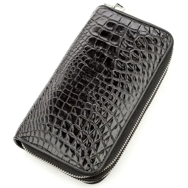 Клатч чоловічий CROCODILE LEATHER 18525 із натуральної шкіри крокодила Чорний