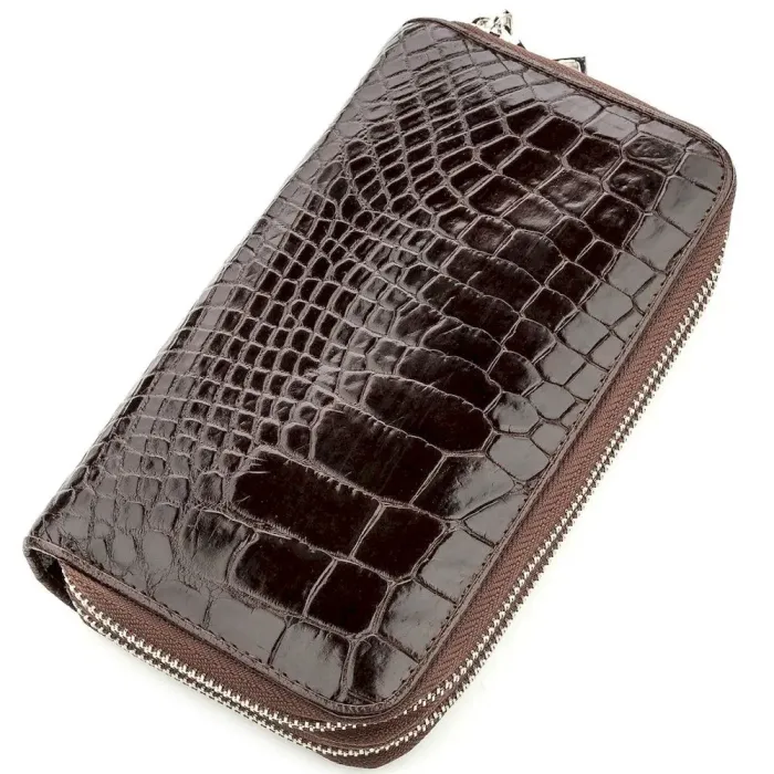 Клатч мужской CROCODILE LEATHER 18526 из натуральной кожи крокодила Коричневый