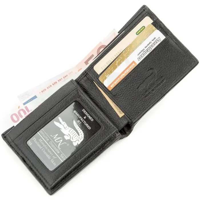 Портмоне CROCODILE LEATHER 18528 із натуральної шкіри крокодила Чорне