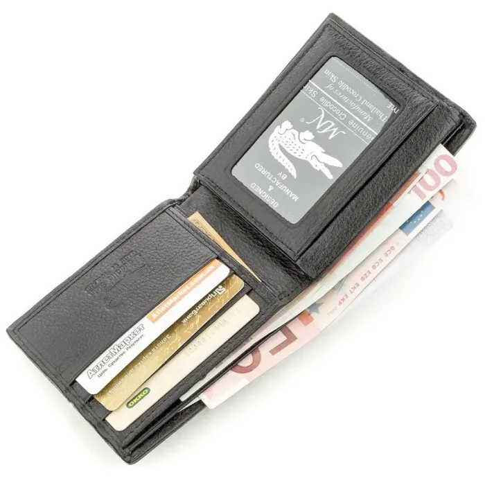 Портмоне CROCODILE LEATHER 18528 із натуральної шкіри крокодила Чорне