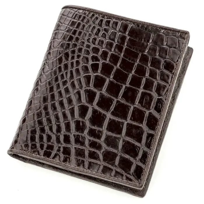 Портмоне CROCODILE LEATHER 18529 із натуральної шкіри крокодила Коричневе