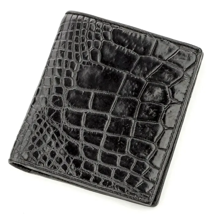 Портмоне CROCODILE LEATHER 18530 із натуральної шкіри крокодила Чорне