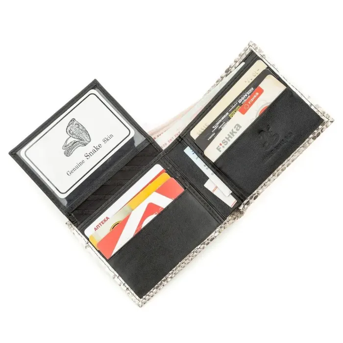 Гаманець жіночий SNAKE LEATHER 18532 із натуральної шкіри пітона Сірий