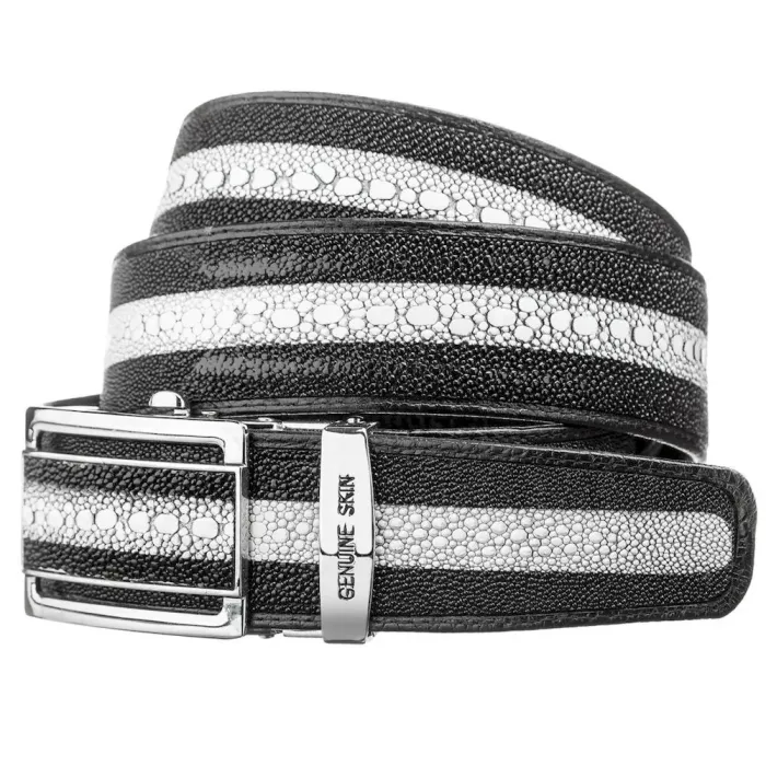 Ремінь чоловічий автомат STINGRAY LEATHER 18534 із натуральної шкіри морського ската Чорний