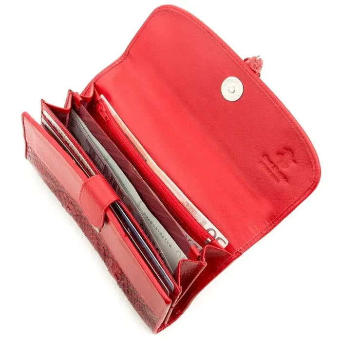 Гаманець-клатч жіночий SNAKE LEATHER 18542 із натуральної шкіри пітона Бордовий