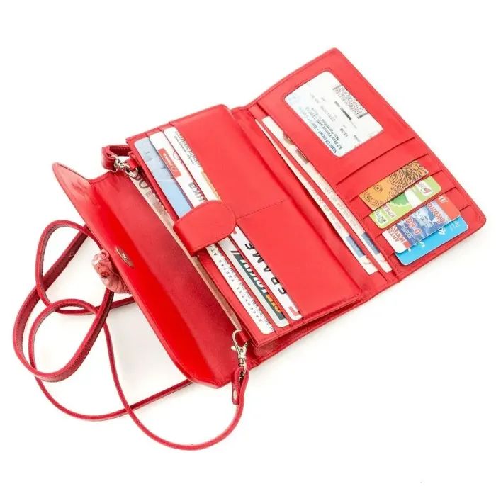 Гаманець-клатч жіночий SNAKE LEATHER 18542 із натуральної шкіри пітона Бордовий