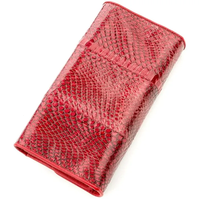 Гаманець-клатч жіночий SNAKE LEATHER 18542 із натуральної шкіри пітона Бордовий