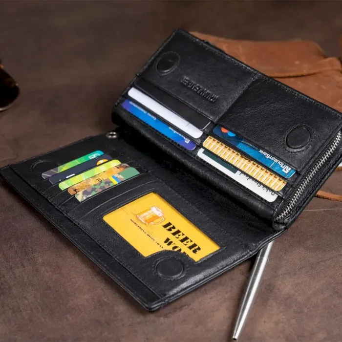 Вертикальний гаманець шкіряний ST Leather 19274 Чорний