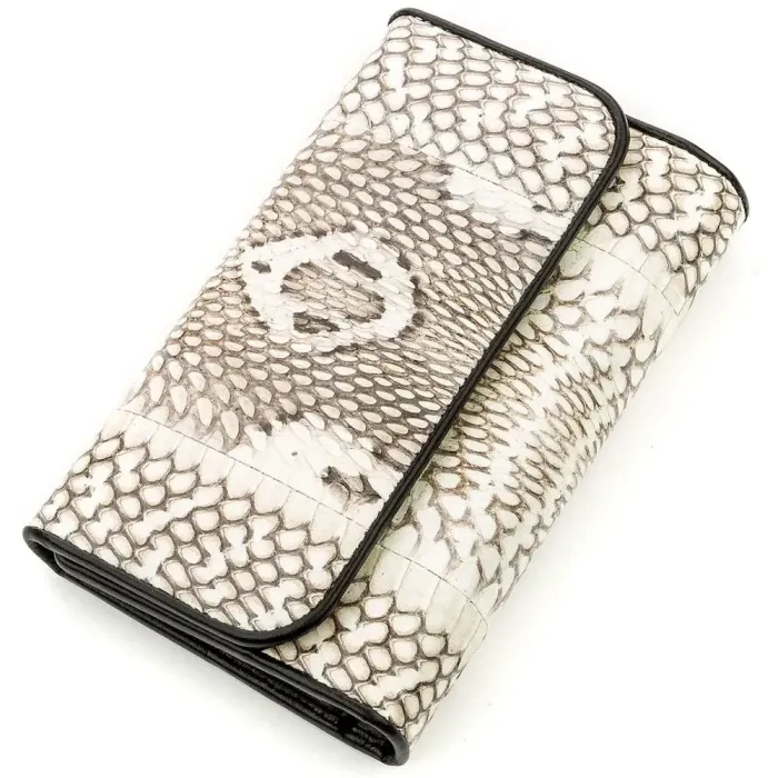 Вертикальний гаманець SNAKE LEATHER 18545 із натуральної шкіри пітона Сірий