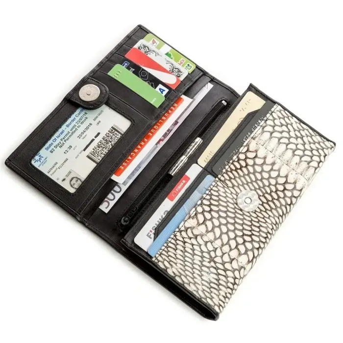 Гаманець жіночий SNAKE LEATHER 18547 із натуральної шкіри пітона Сірий
