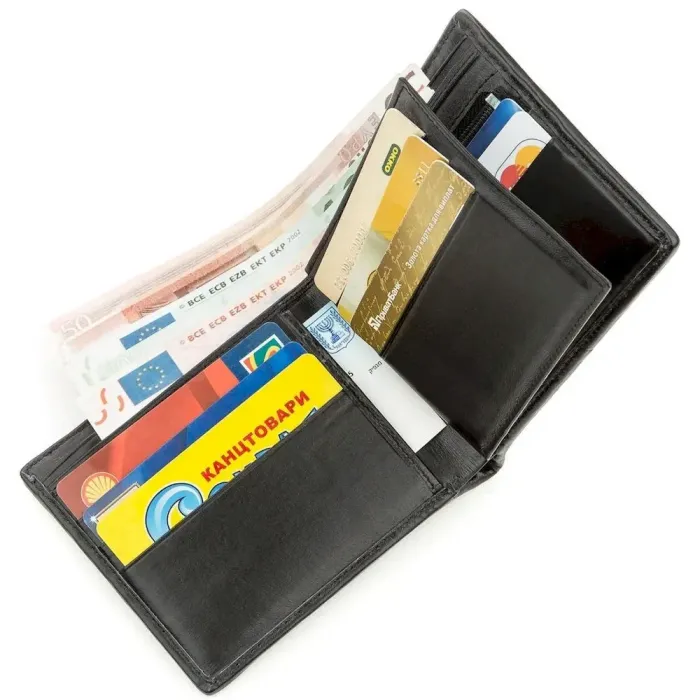 Гаманець SEA SNAKE LEATHER 18553 із натуральної шкіри морської змії зі вставками зі шкіри кобри Чорний