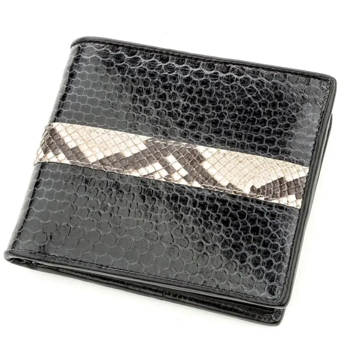 Гаманець SEA SNAKE LEATHER 18553 із натуральної шкіри морської змії зі вставками зі шкіри кобри Чорний