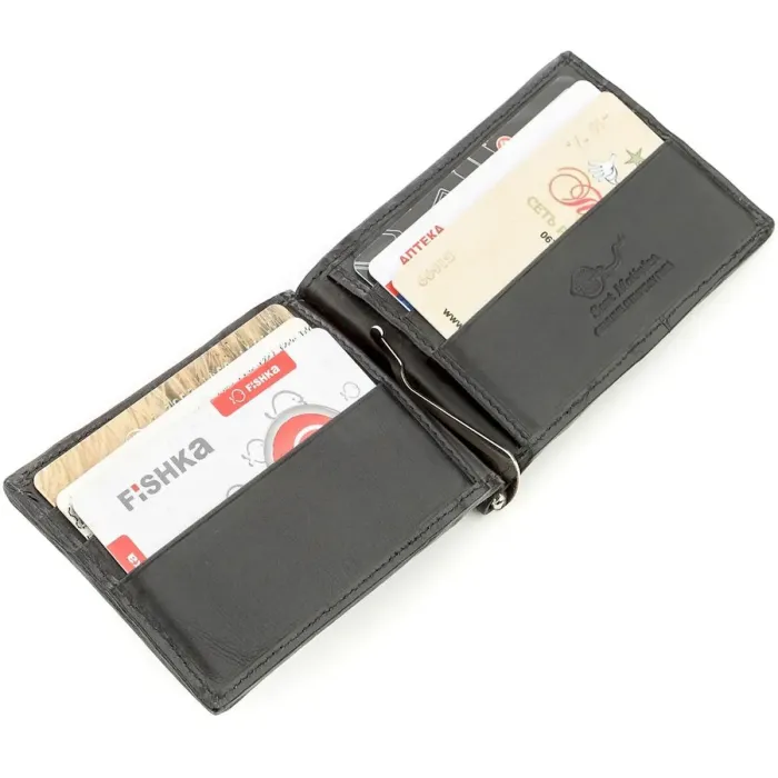 Затискач для грошей STINGRAY LEATHER 18559 із натуральної шкіри морського ската Чорний