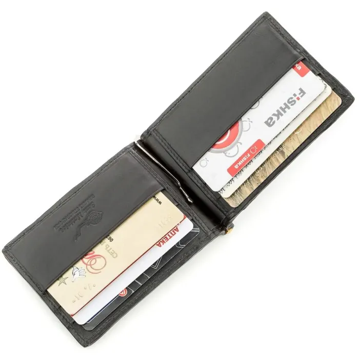 Затискач для грошей STINGRAY LEATHER 18559 із натуральної шкіри морського ската Чорний