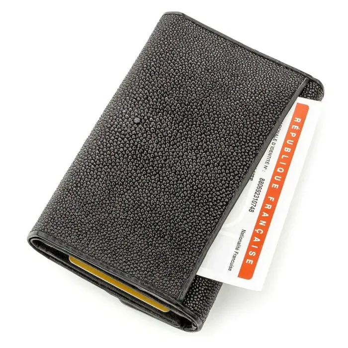 Горизонтальний гаманець STINGRAY LEATHER 18560 із натуральної шкіри морського ската Чорний