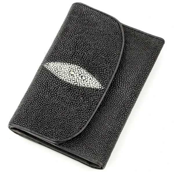 Горизонтальний гаманець STINGRAY LEATHER 18560 із натуральної шкіри морського ската Чорний