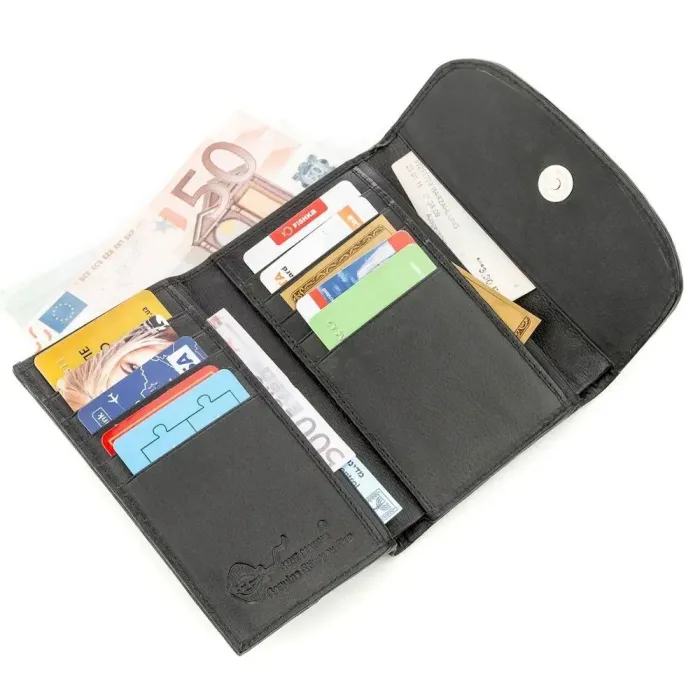 Горизонтальний гаманець STINGRAY LEATHER 18560 із натуральної шкіри морського ската Чорний