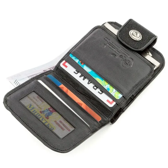 Горизонтальний гаманець STINGRAY LEATHER 18561 із натуральної шкіри морського ската Чорний