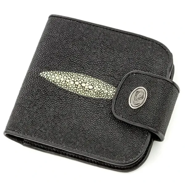 Горизонтальний гаманець STINGRAY LEATHER 18561 із натуральної шкіри морського ската Чорний