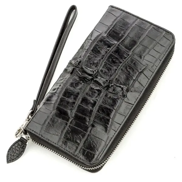 Портмоне чоловіче CROCODILE LEATHER 18569 із натуральної шкіри крокодила Чорне