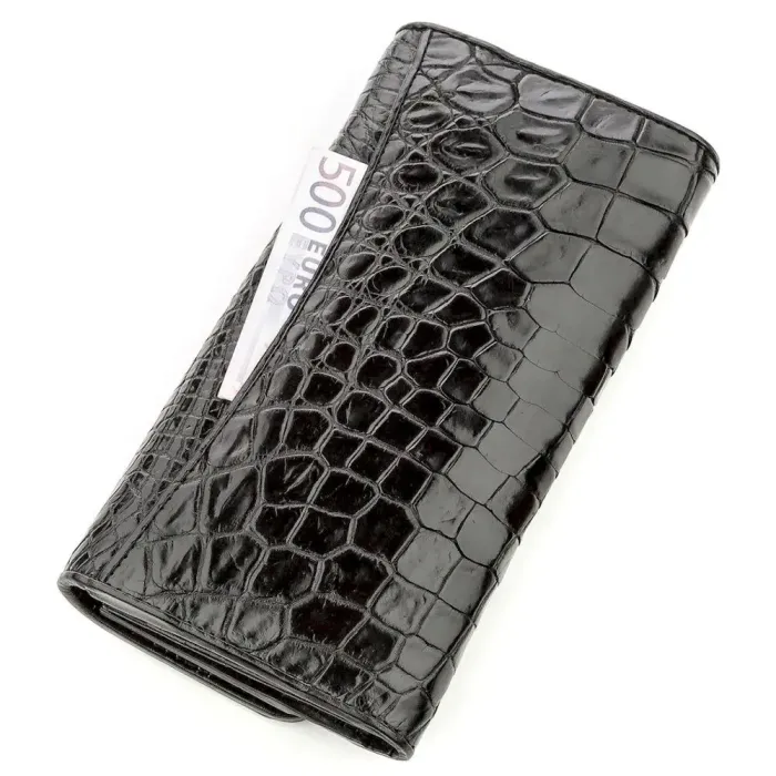 Гаманець-клатч CROCODILE LEATHER 18572 із натуральної шкіри крокодила Чорний