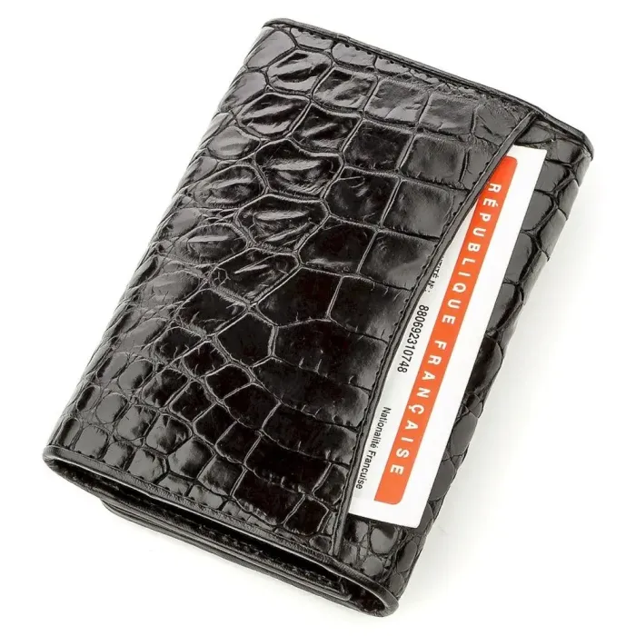 Бумажник мужской CROCODILE LEATHER 18573 из натуральной кожи крокодила Черный