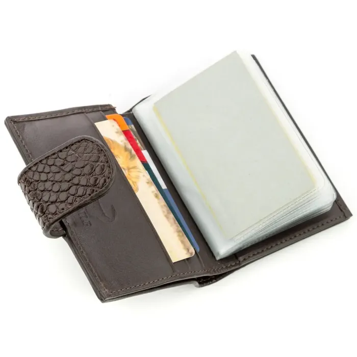 Візитниця чоловіча CROCODILE LEATHER 18575 з натуральної шкіри крокодила Коричнева