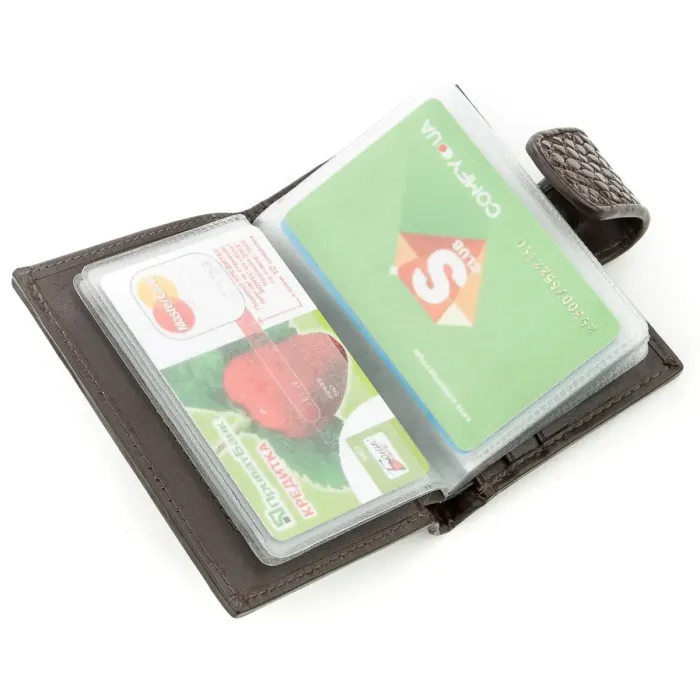 Візитниця чоловіча CROCODILE LEATHER 18575 з натуральної шкіри крокодила Коричнева