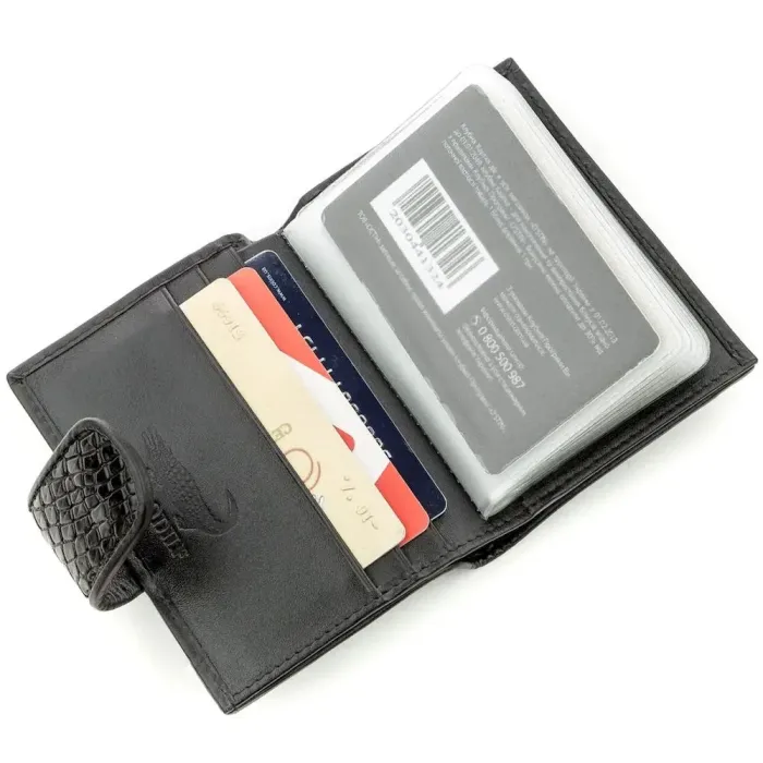 Візитниця чоловіча CROCODILE LEATHER 18576 із натуральної шкіри крокодила Чорна