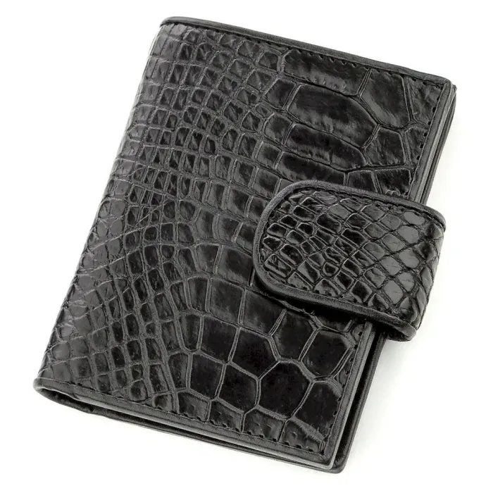 Візитниця чоловіча CROCODILE LEATHER 18576 із натуральної шкіри крокодила Чорна