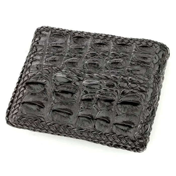 Бумажник мужской CROCODILE LEATHER 18580 из натуральной кожи крокодила Черный