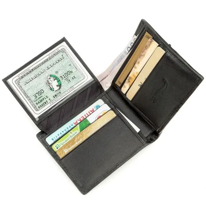 Бумажник мужской CROCODILE LEATHER 18583 из натуральной кожи крокодила Черный