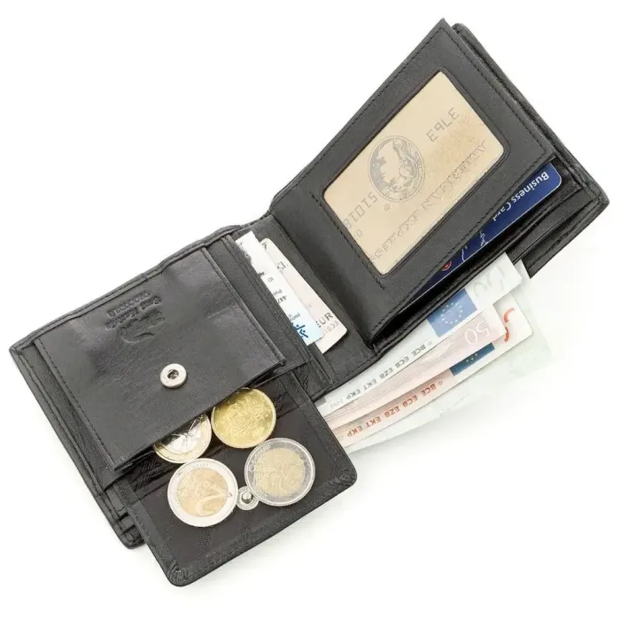 Бумажник мужской CROCODILE LEATHER 18584 из натуральной кожи крокодила Черный