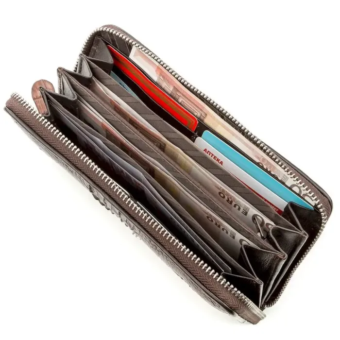 Портмоне чоловіче CROCODILE LEATHER 18587 з натуральної шкіри крокодила Коричневе