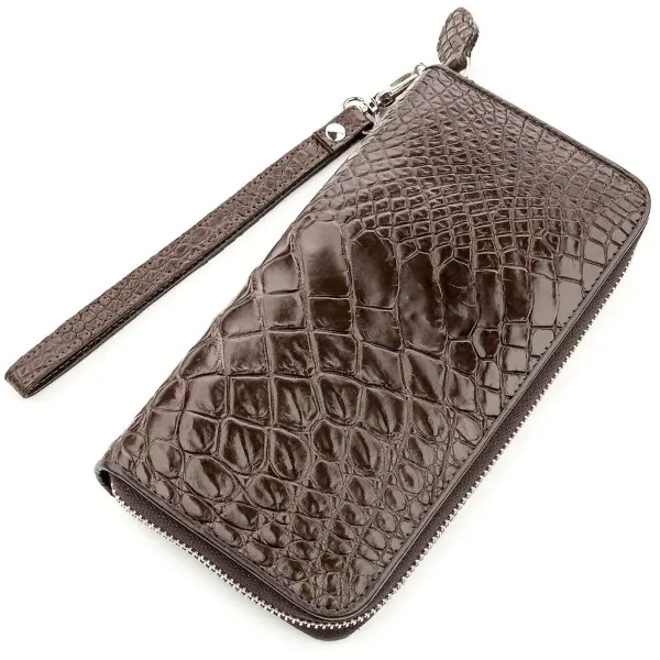 Клатч чоловічий CROCODILE LEATHER 18588 з натуральної шкіри крокодила Коричневий