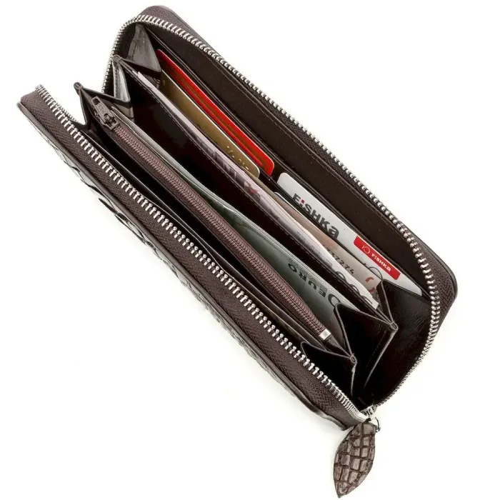 Клатч чоловічий CROCODILE LEATHER 18588 з натуральної шкіри крокодила Коричневий