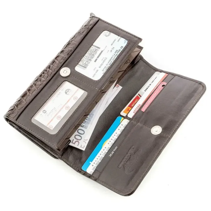 Клатч чоловічий CROCODILE LEATHER 18589 із натуральної шкіри крокодила Коричневий