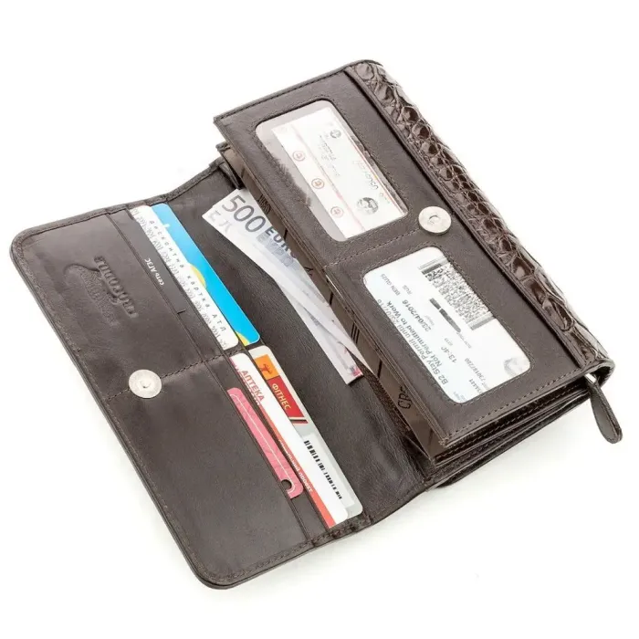 Клатч чоловічий CROCODILE LEATHER 18589 із натуральної шкіри крокодила Коричневий