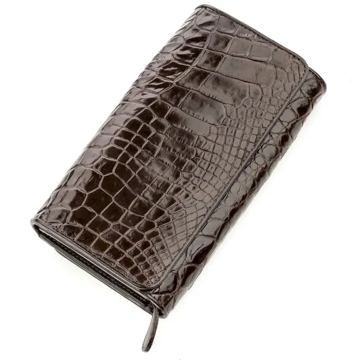 Клатч чоловічий CROCODILE LEATHER 18589 із натуральної шкіри крокодила Коричневий