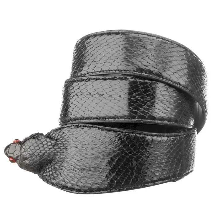 Ремінь SNAKE LEATHER 18594 із натуральної шкіри кобри Чорний