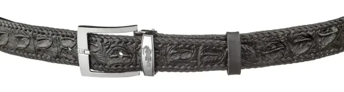 Ремінь CROCODILE LEATHER 18601 з натуральної шкіри крокодила Чорний