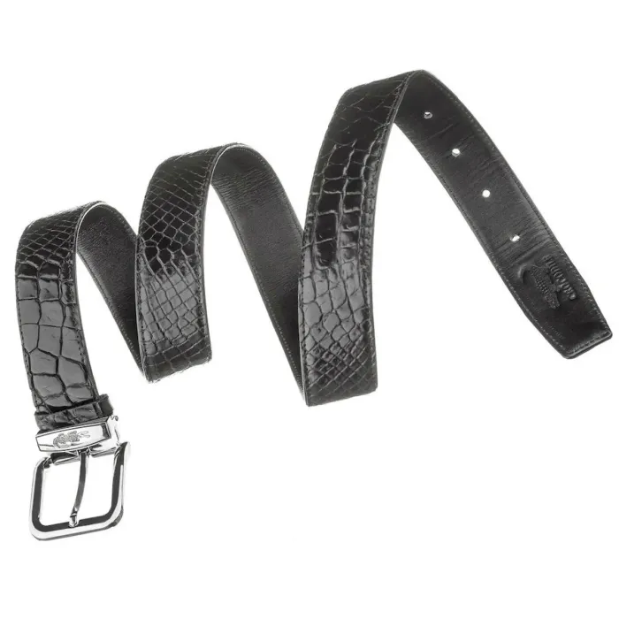 Ремінь CROCODILE LEATHER 18602 з натуральної шкіри крокодила Чорний